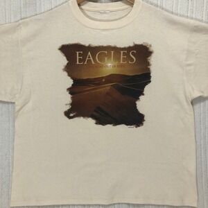 Eagles Long Road Out of Eden Tour 2009 Band T-Shirt Cream Graphic XL Mens